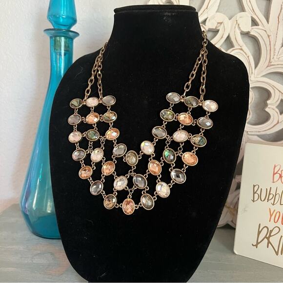 St. Thomas Gold Tone Bib Statement Necklace - Picture 2 of 9